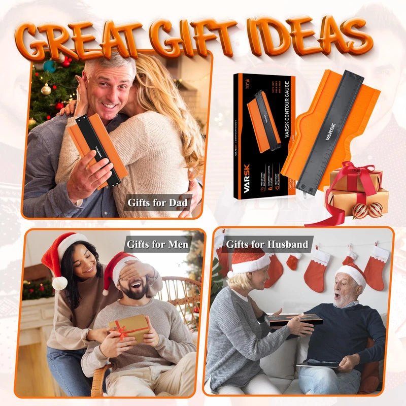 Christmas Gifts for Men Dad Husband, Stocking Stuffers, Upgraded Contour Gauge Profile Tool (10 Inch) with Lock, Irregular Shape Duplicator, Cool Gadgets for Men, Woodworking Tools for DIY Handyman