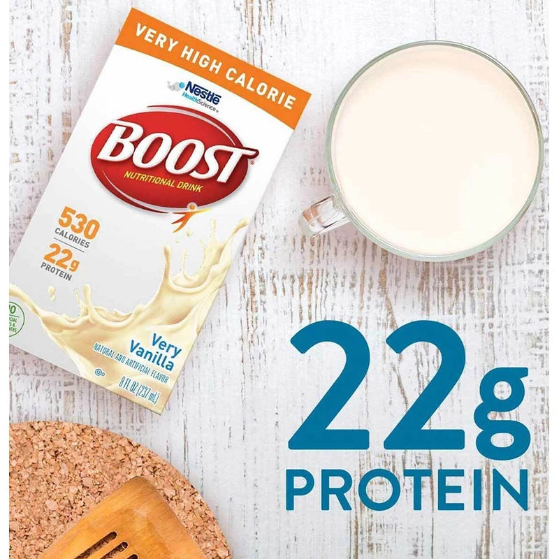 BOOST Very High Calorie Nutritional Drink Very Vanilla - 8 Oz – Pack of 6