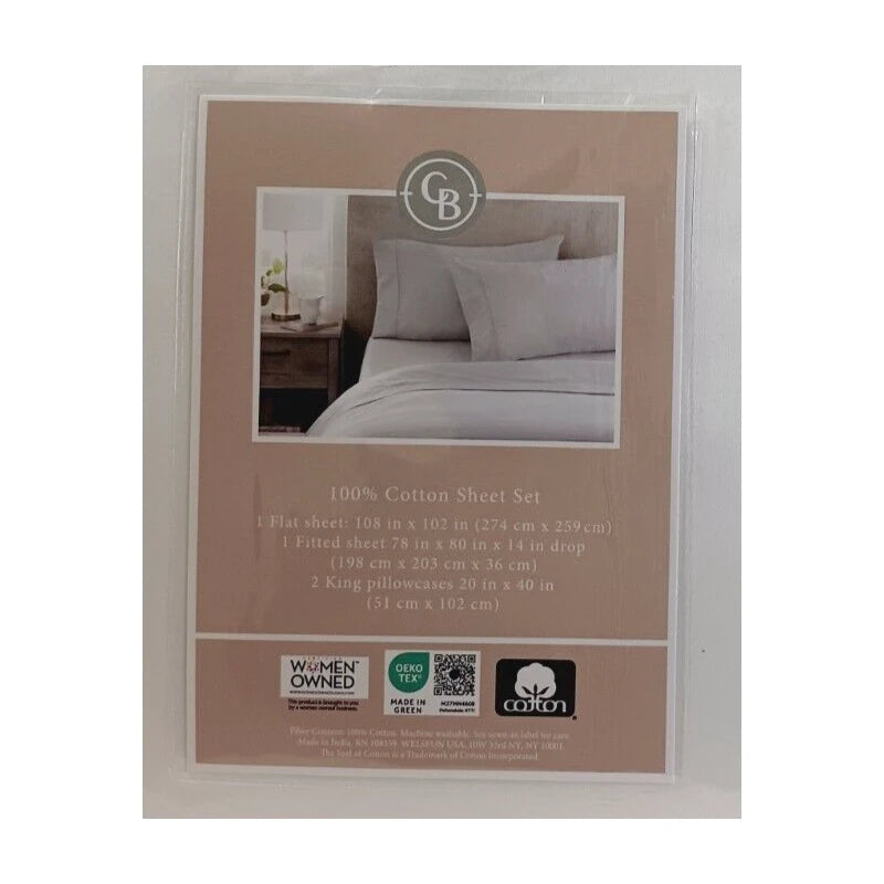 Cotton Bliss King White Sheet Set 300 TC 4pc 100% Cotton Sheet Set Soft New