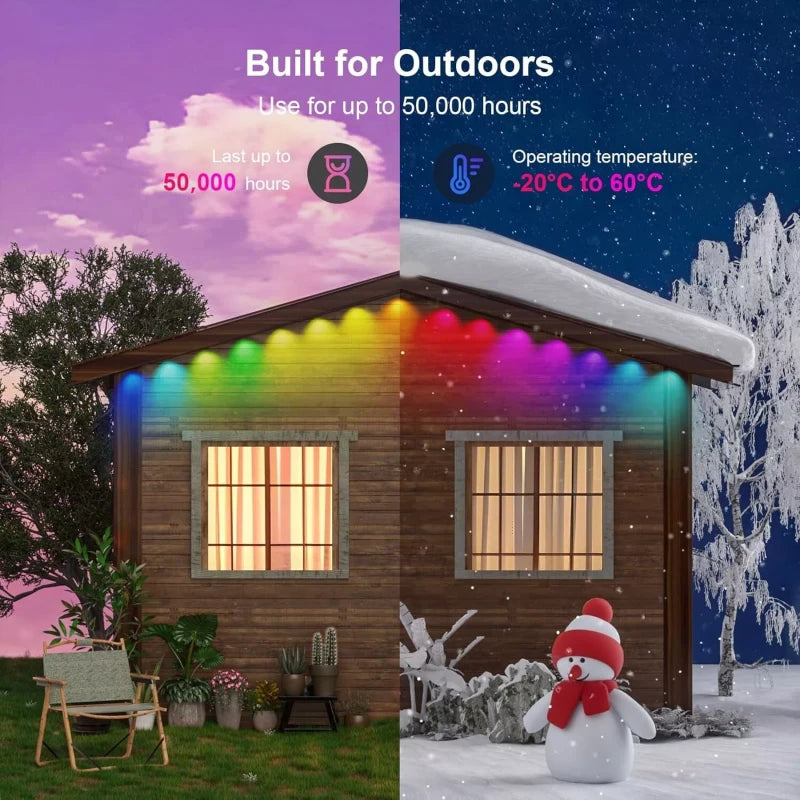 Fitop Permanent Outdoor Lights 100ft with 60 LED Eaves Lights IP67 Waterproof...