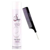 Shuga Hair Spray, Aerosol Firm Workable Hold Hairspray (w/Steel Pin Tail Comb) 55 VOC, Earth Friendly, Water Soluble (9 oz / 300 ml)