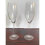 Dom Perignon Signed DOM PERIGNON Crystal Etched SHIELD LOGO 9 1/8" CHAMPAGNE FLUTES Set Of 2