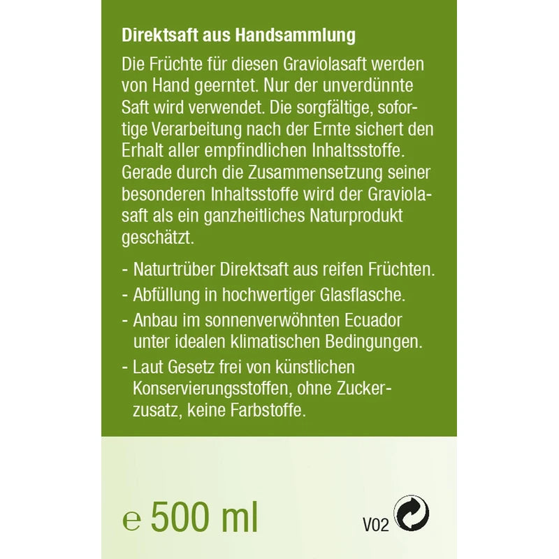 KOPP Vital® Graviola Juice | Direct Juice from Hand Collection | 500 ml | Natural Cloudy Direct Juice | Natural Product | High-Quality Glass Bottle
