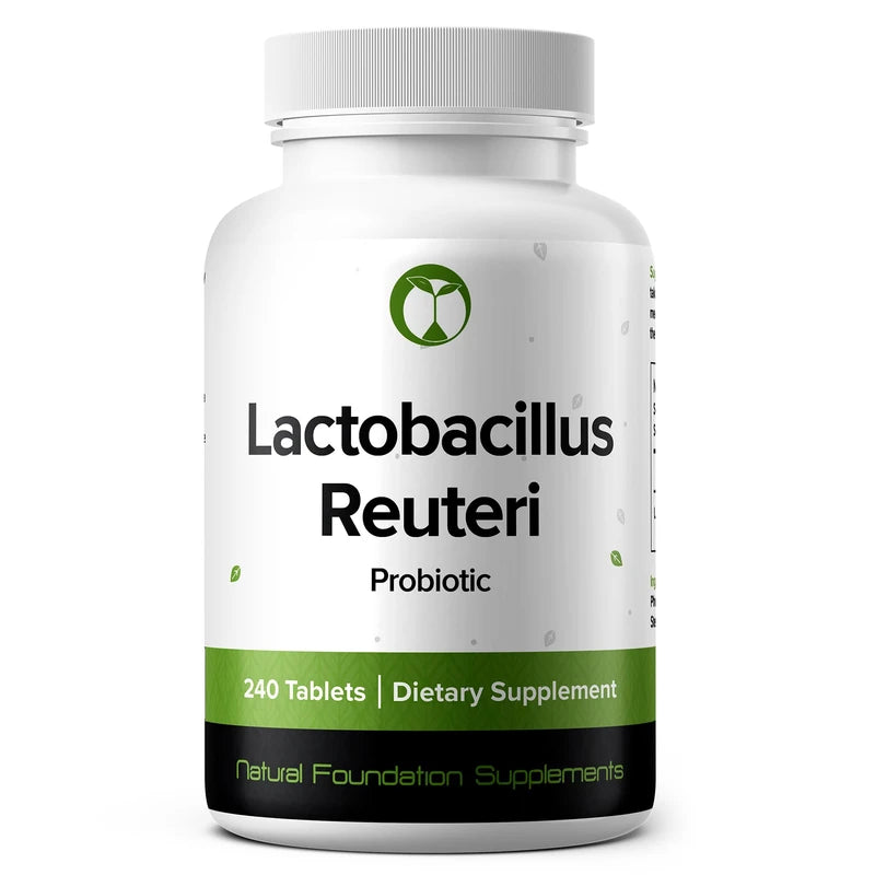Natural Foundation Supplements Lactobacillus Reuteri Probiotic Supplement 240 Tablets 3 Billion CFU Probiotics for Men & Women Supports Intestinal Digestive & Gut Health Made in The USA (240, Lactobacillus Reuteri)