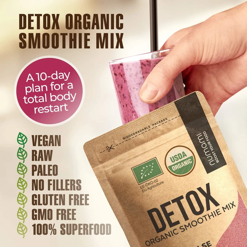 Detox Organic Smoothie Powder with Healthy Spirulina, Atlantic Dulse and Barley Grass Juice Powder, Premium Quality superfood from Europe
