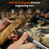HARDELL Engraving Pen, Rechargeable Mini Engraver Pen with 10 Rotating Grinding Heads, Cordless Portable Electric Micro Engraving Pen for Jewelry, Glass, Wood, Stone, Metal & DIY