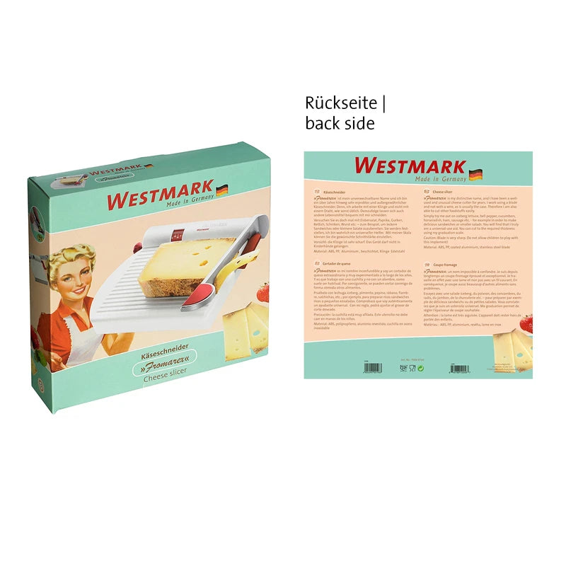 Westmark Cheese Slicer, Retro Packaging, Rustproof Stainless Steel/Aluminium/Plastic, 23 x 22.8 x 5.3 cm, Fromarex, White/Red/Silver, 7000RT60