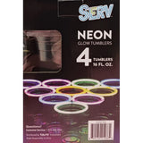 Serv 16 Oz 4 Colors Serv Neon Glow Tumblers For Cold Drinks Glow Sticks NEW 4 PacK