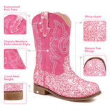 Motasha Girls Cowgirl Boots Glitter Toddler Girls Boots Pink Cowboy Boot for Girl Size 11 Little Big Kids Boot Western Riding Shoes Party Birthday (M7101 S R Pink 11)