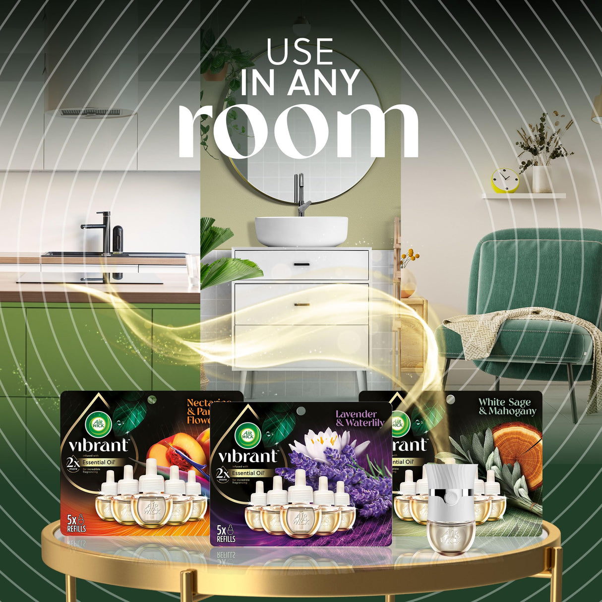 Air Wick Plug In Scented Oil Refills, Sweet Vanilla + Shea Butter, Air Fresheners for Home Long Lasting, Room Fresheners,Air Freshener Plug In, Vanilla Essential Oils, House Essentials, 5 ct