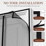 Yotache Magnetic Screen Door fits 72"x78" Doors, Screen Size 74"x79" High-Density Fiberglass Mesh with Powerful Magnets & Windproof Hasp for Sliding French Front/Back Doors, Black