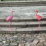QNGCOLRCY Garden Statues Flamingo Sculptures Metal Yard Art, Pink Bird Art Outdoor Backyard Decor Patio Lawn Porch Ornament Flamingo Yard Decoration (Pink with White)
