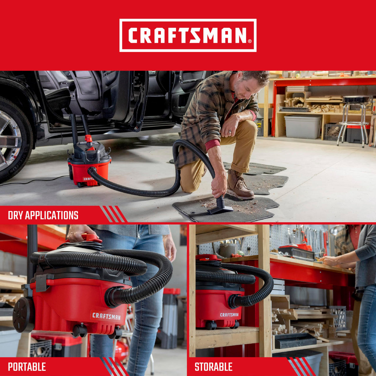 CRAFTSMAN CMXEVBE17040 4 Gallon 5.0 Peak HP Wet Dry Shop Vacuum