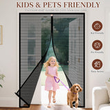 Yotache Magnetic Screen Door fits 72"x78" Doors, Screen Size 74"x79" High-Density Fiberglass Mesh with Powerful Magnets & Windproof Hasp for Sliding French Front/Back Doors, Black