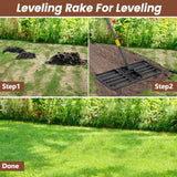 Lawn Leveling Rake, Heavy Duty 30"x10" Foldable Leveler Plate, 5FT Adjustable Stainless Steel Leveling Rake, Reinforced Welds Level rake for Soil, Dirt, Ground, Yard, Top Dressing, Landscaping