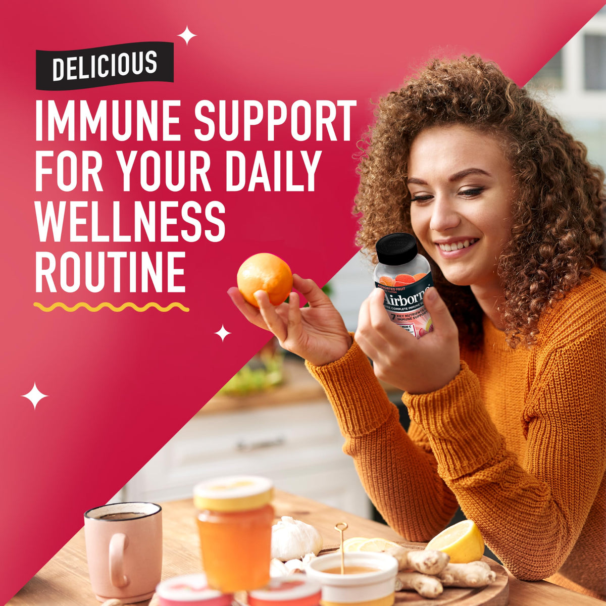 Airborne 750mg Vitamin C Gummies for Adults, Immune Support Supplement with Powerful Antioxidants Vitamins A C & E - 2x63ct Bottles (126 Gummies), Assorted Fruit Flavor