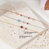 Family Birthstone Necklace for Women, Mom Birthstone Necklace 1 to 6 Stones