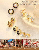 THUNARAZ 12 Pairs Gold Clip on Earrings for Women CZ Pearl Non Piercing