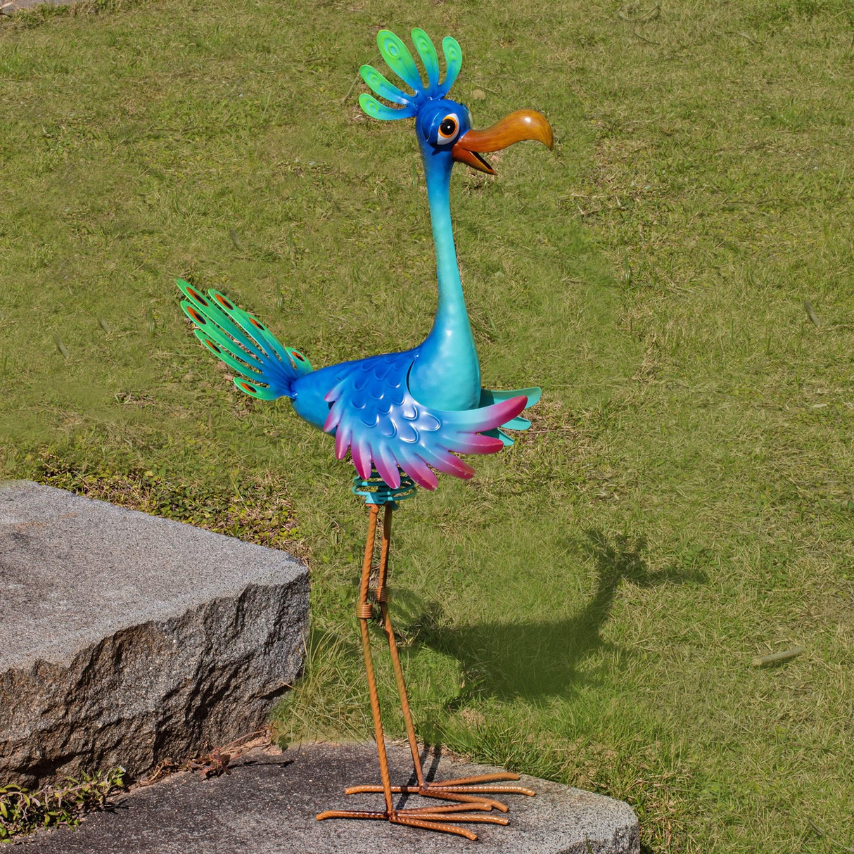 Natelf Metal Bobbing Peacock Garden Outdoor Statue 26in for Yard Patio