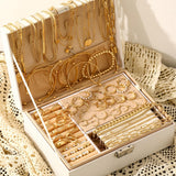 FAXHION 68 Pcs Gold Jewelry Set for Women with 7 Necklace, 17 Bracelet, 5 Hoop Earrings, 15 Stud Earrings, 24 Knuckle Rings for Women Jewelry Set for Women Gift