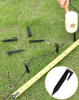 QWORK Plastic Boundary Wire Stakes, 200 Pcs, 3.35in, Black, Bayonet Tip, Garden Edging, Lawn Nails, Wire Pegs, Landscape Anchoring Spikes, Pet Fence, Mower Compatible