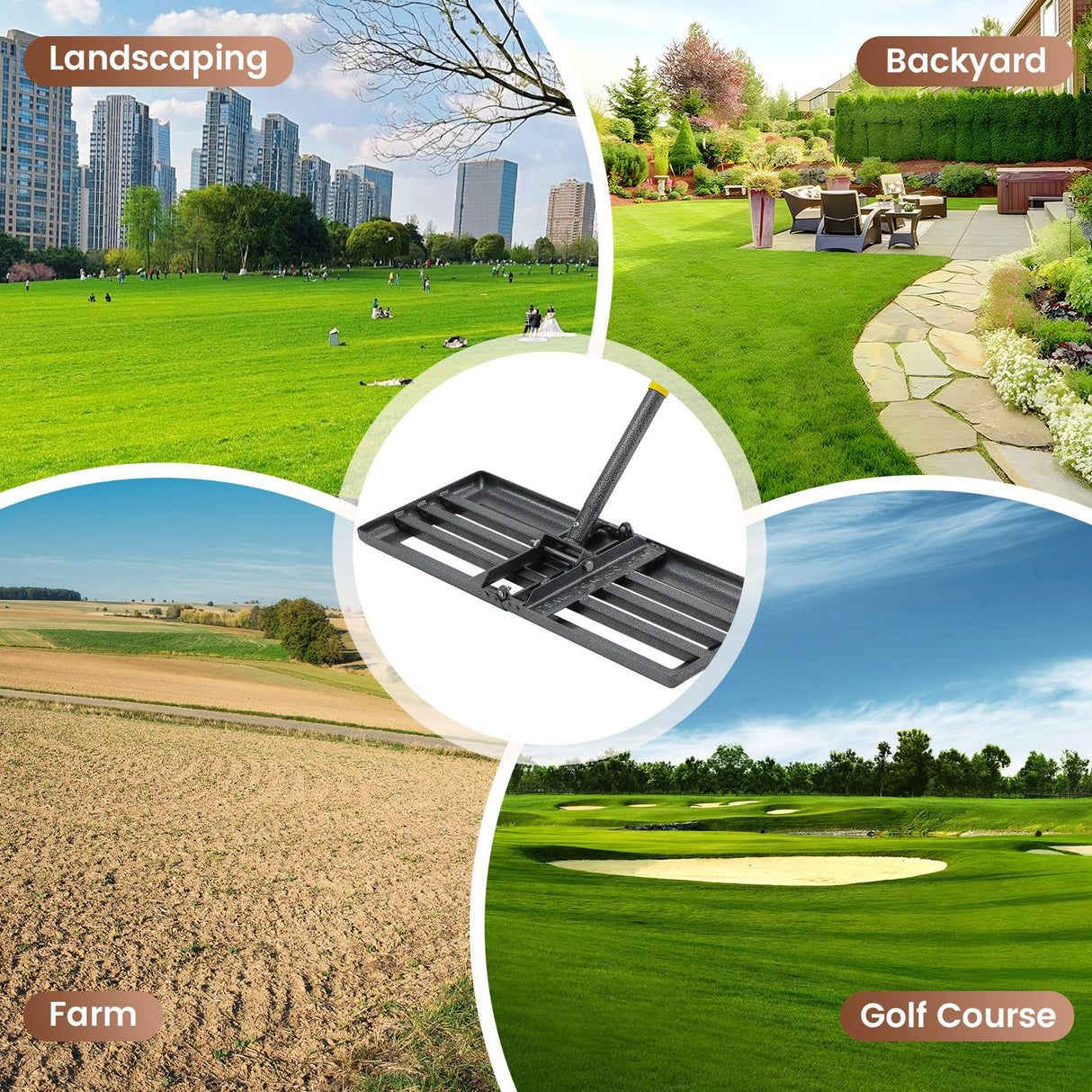 Lawn Leveling Rake, Heavy Duty 30"x10" Foldable Leveler Plate, 5FT Adjustable Stainless Steel Leveling Rake, Reinforced Welds Level rake for Soil, Dirt, Ground, Yard, Top Dressing, Landscaping