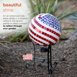 Alpine Corporation 10" Diameter Indoor/Outdoor Glass Mosaic Gazing Globe Yard Decoration, Patriotic Design