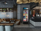 KoolMore Commercial One Glass Door Display Upright Beverage Refrigerator Cooler Merchandiser - 12 Cu. Ft [Black] (MDR-1GD-12C)