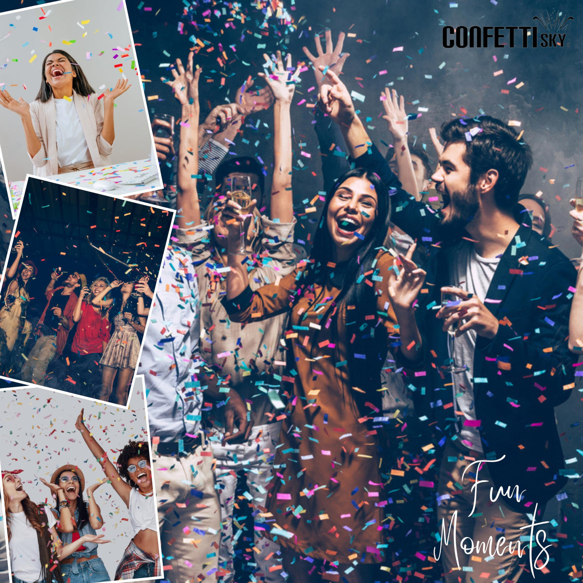 Confetti Sky [6 Pack] Confetti Poppers Cannon | Multicolor Biodegradable