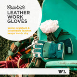 Wells Lamont Women's Work Gloves, Water-Resistant HydraHyde Gardening Gloves, Green, Medium (3249M)