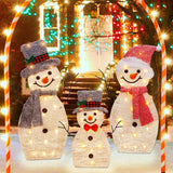 ATDAWN Light Up Snowman Family, Pre-Lit 60 Lights Christmas Collapsible Snowman Outdoor Decoration, Outdoor Lighted Snowman Christmas Yard Decorations, SF02