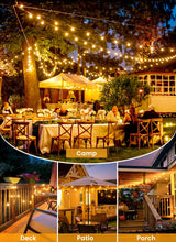 Brightown 58FT Solar String Lights Outdoor with Remote Cable Ties Hooks, 17 LED Shatterproof Bulbs, 3 Light Modes, Dimmer & Timer, Commercial Grade Patio Lights for Yard Balcony Pergola Party Decor