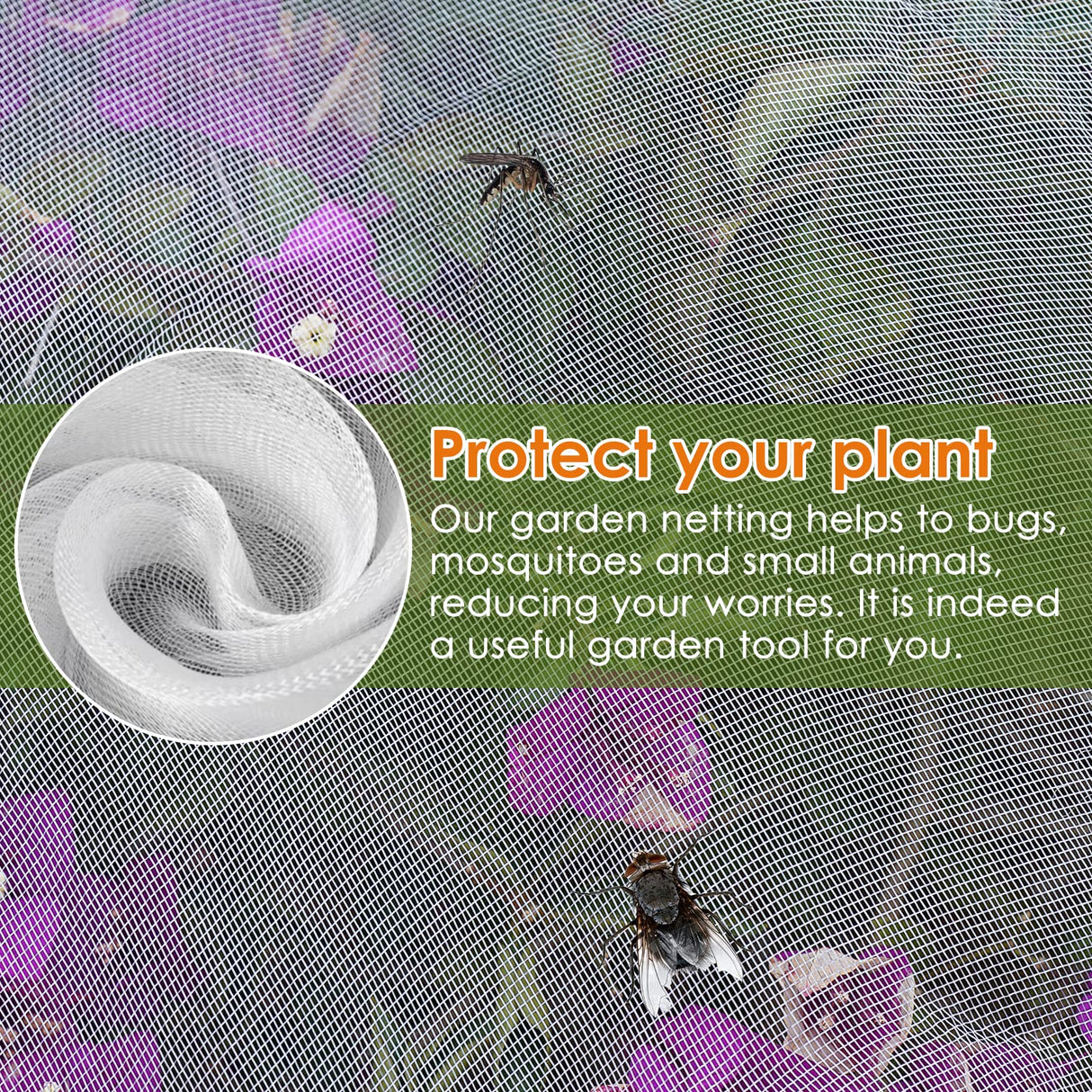 Mesh Plant Cover 3PCS,Garden Netting Mesh Outdoor,Netting for Tomato Plants,Garden Bug Netting Plant Cover,Bird Netting for Garden,Fruit Tree Netting (3.2 x 4.9 ft)