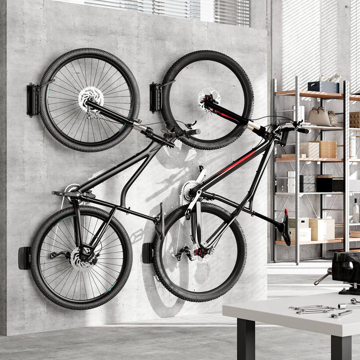 monTEK Swivel Bike Wall Mount – 2 Pack Garage Bike Hanger & Space-Saving Vertical Bike Rack for Garage & Apartment, Sturdy Bike Storage Hook Holds 66 lbs, Easy Installation & Scratch-Proof Design