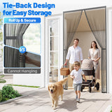 Heavy Duty Magnetic Screen Door Mesh - Auto-Sealing Hand-Free Door Net Screen with 50 Magnets, Pet & Kid Friendly, PET Fine Mesh Doors Screens Keep Bugs & Mosquitos Out Fits Front Doors Size 36” x 82”