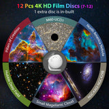 Galaxy Projector for Bedroom, HD Image Star Projector Galaxy Light Adjustable Knob, 13 Film Discs Planetarium Projector for Kids, 360° Rotating 1/2h Timer Simple 3-Button Control Black&White