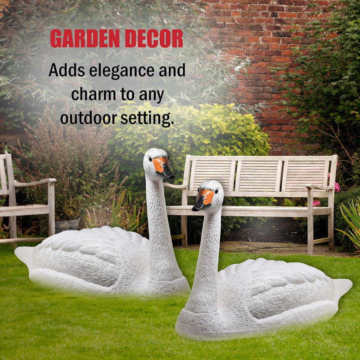 Galashield Swan Decoys for Geese | Large Floating Swan Decoy for Pool, Pond & Lake [2 Pack]