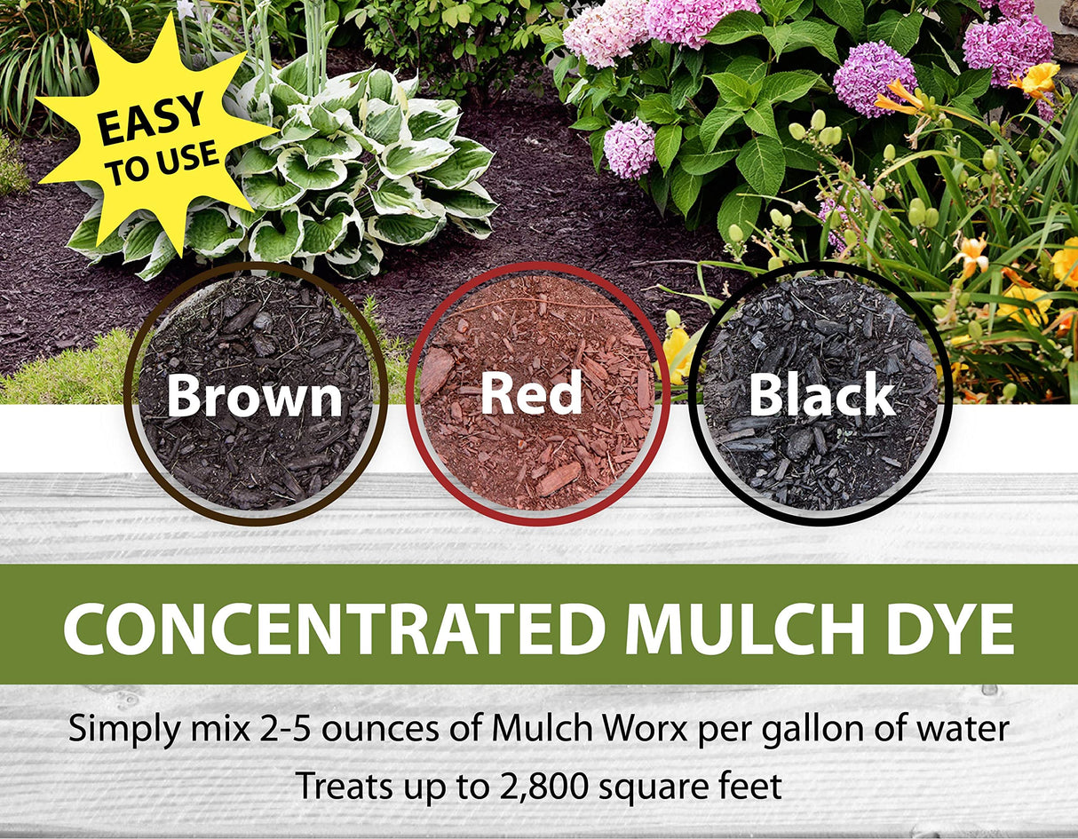 Sanco Industries MulchWorx Brown Mulch Color Concentrate - 2,800 Sq. Ft. - Rich Dark Brown Mulch Dye Spray
