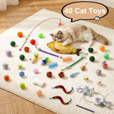 MOYMO Cat Tunnel Bed with 40 Pcs Interactive Cat Toys, White