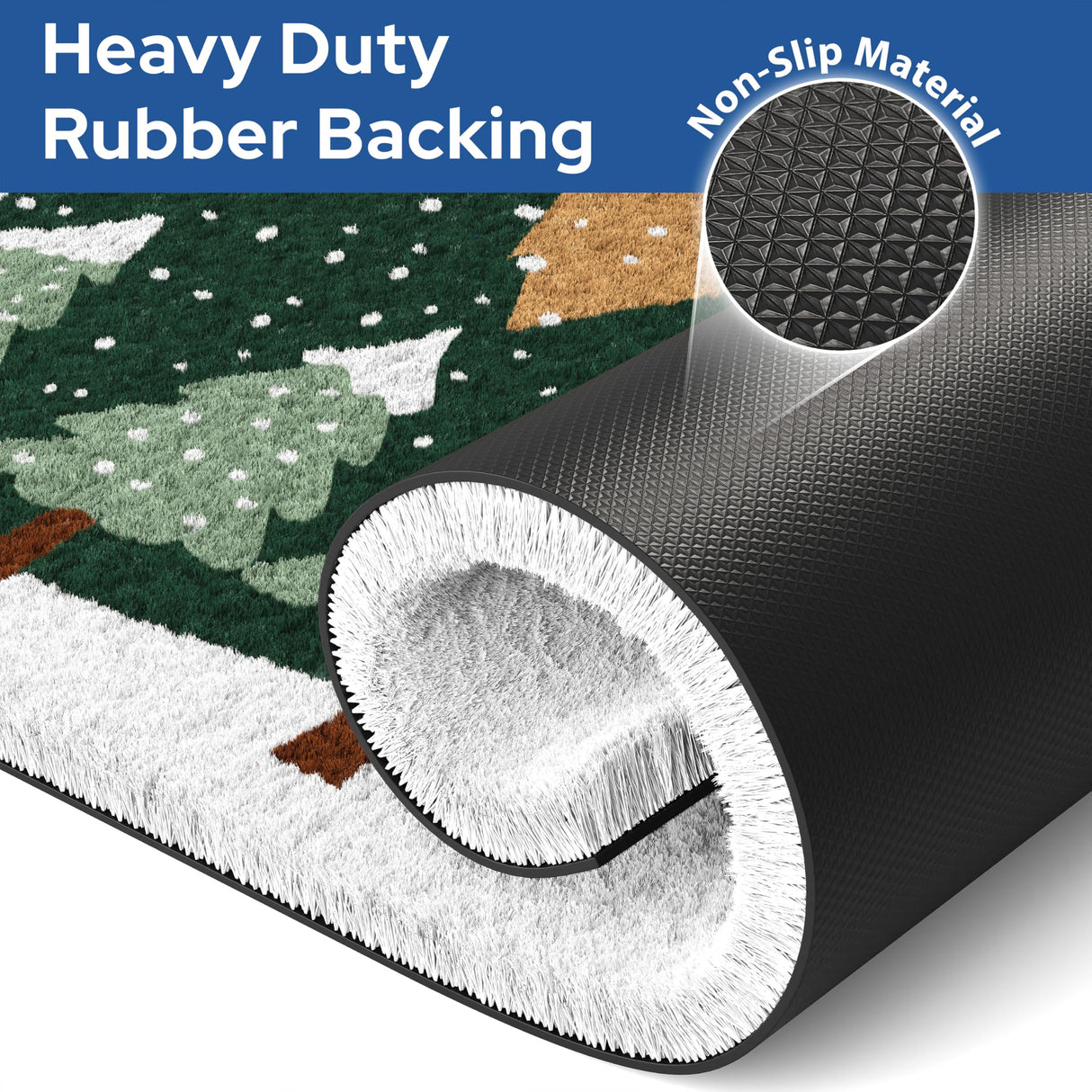 Barnyard Designs Natural Coco Coir Christmas Doormat - Large Cute Non-Slip Heavy Duty Backing Door Mat for Outside Entrance or Porch Entry, Brown (17x30, Winter Snow Forest)