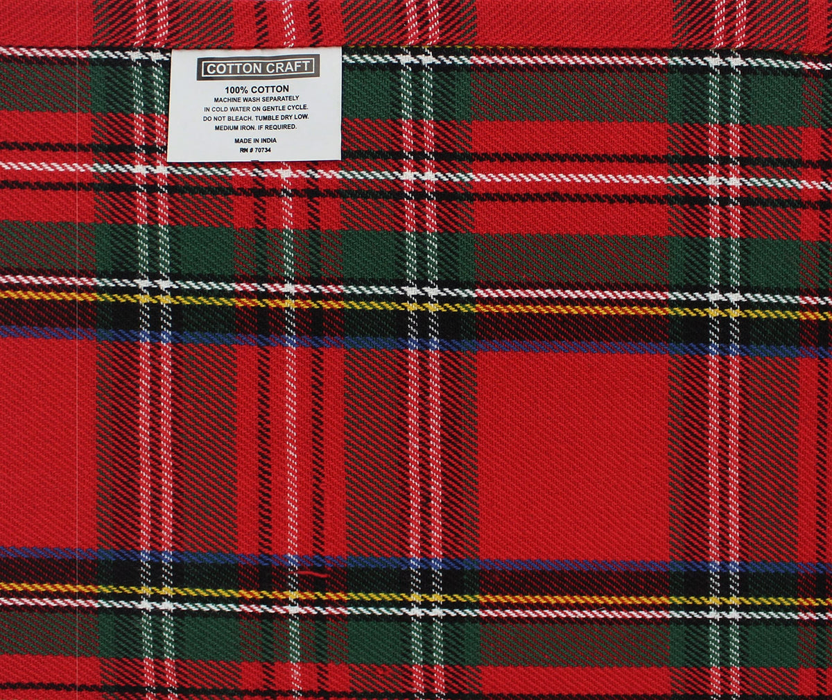 COTTON CRAFT Christmas Tartan Plaid Cloth Napkins - 12 Pack 100% Cotton