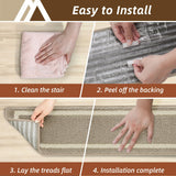 COSY HOMEER Soft Stair Treads 15pcs Non-Slip Carpet Mat 28inX9in Indoor Stair Runners for Wooden Steps,Stair Rugs for Kids and Dogs, 100% Polyester TPE Backing Beige