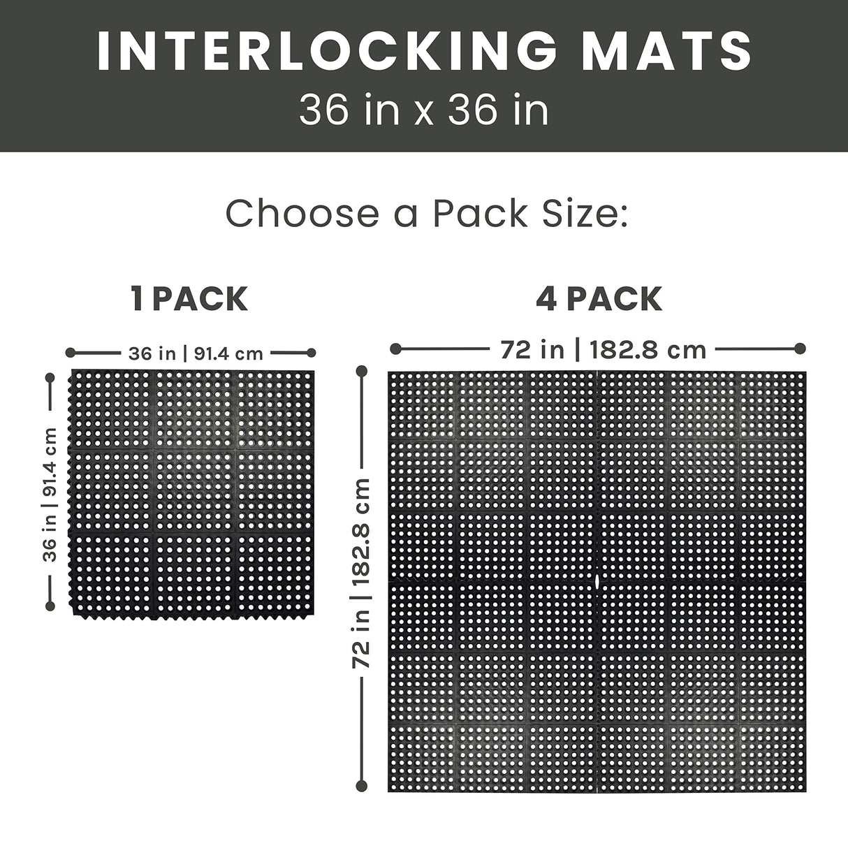 Envelor Interlocking Rubber Floor Mat Restaurant Kitchen Mat for Floor Anti Fatigue Bar Mat Door Mat Non - Slip Mat Indoor Outdoor Shower Pool Drainage Mat Durable Garage Flooring 36 x 36 Inch