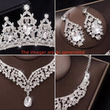FIRCRE Crowns and Tiaras jewelry sets for Wedding princess birthday Party Halloween Prom Pageant Jewelry for Women Crystal Bridal Jewelry Set for women (Silver)