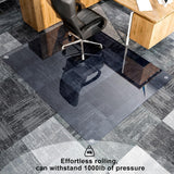 GLSLAND Office Chair Mat, 36" x 46" Grey Tempered Glass Floor Mat for Office Chair on Carpet, 1/5" Thick Computer Floor Mat with 4 Anti-Slip Pads