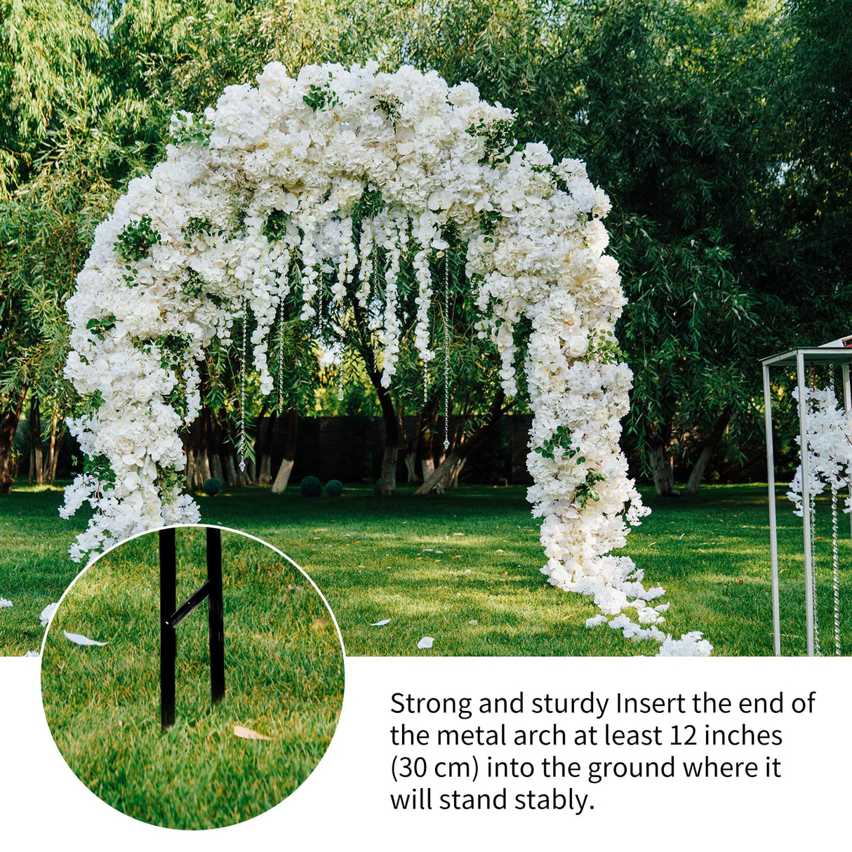 RUBFAC 94" Metal Garden Arch Trellis for Climbing Plants Outdoor, Garden Arbors and Arches, Wedding Arch Frame Archway for Balloons Pumpkin Vines Halloween Christmas Party Decoration, Black