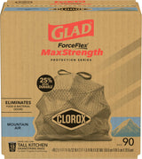 Glad ForceFlex MaxStrength with Clorox Trash Bags, 13 Gal, Mountain Air, 90 Ct, Pack May Vary