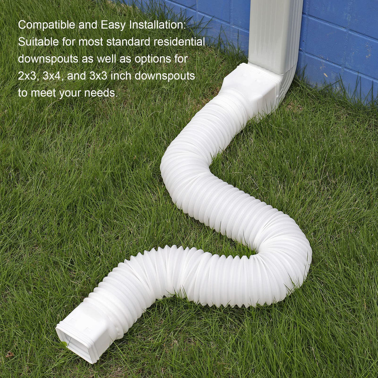 plusgutter 11.5ft Long Gutter Downspout Extensions Flexible, 4" Diameter Drain Downspout Extender, Down Spout Drain Extender for Rainwater Drainage, Extendable from 2.6ft to 11.5ft(White)
