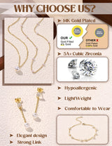JeryWe Gold Jewelry Set for Women Dainty 14K Gold Plated Layered Pearl Choker Necklace and Drop Earrings Set Adjustable Bracelets Pearl Choker Necklace Wedding Jewelry Sets for Brides