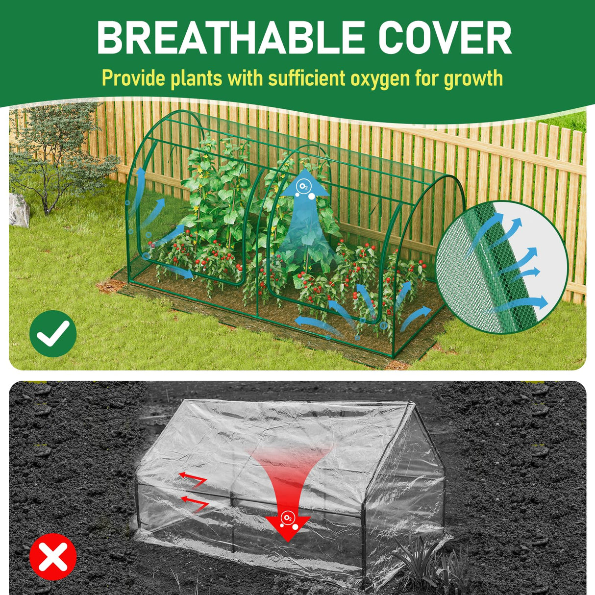 SPECILITE 98x49x49in Garden Plant Netting Mesh Cover for Raised Bed, Green